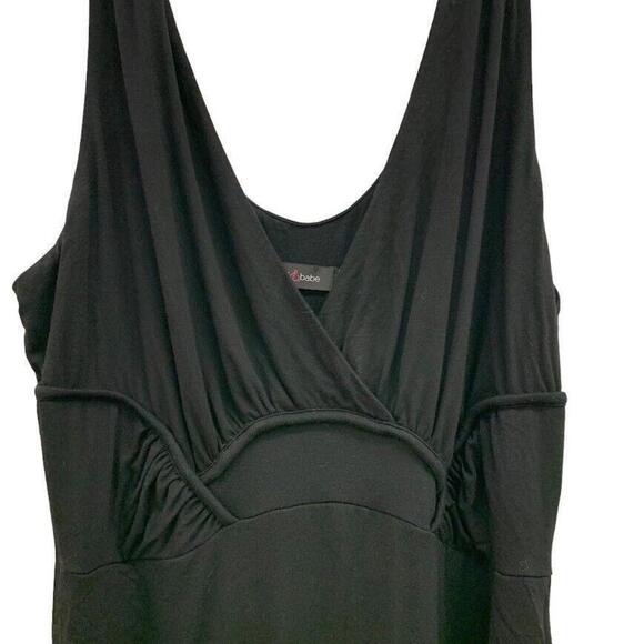 Stork & Babe Womens Black Ruched V Neck Sleeveless Maternity Dress Size M - Picture 4 of 8